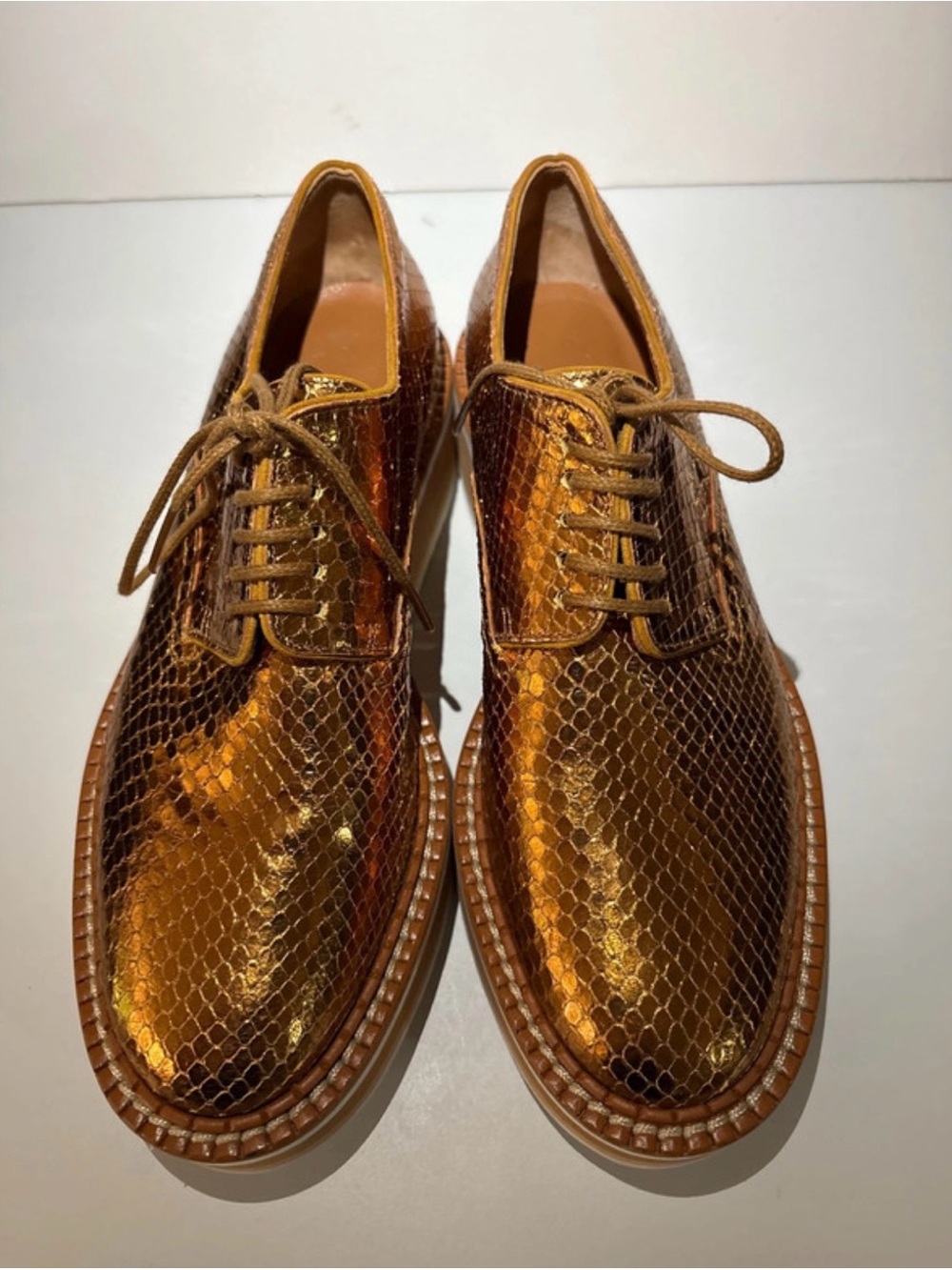 Clergerie Paris || Metallic Gold Snake Platform Oxford-Heavy Creeper UK-35 US-5